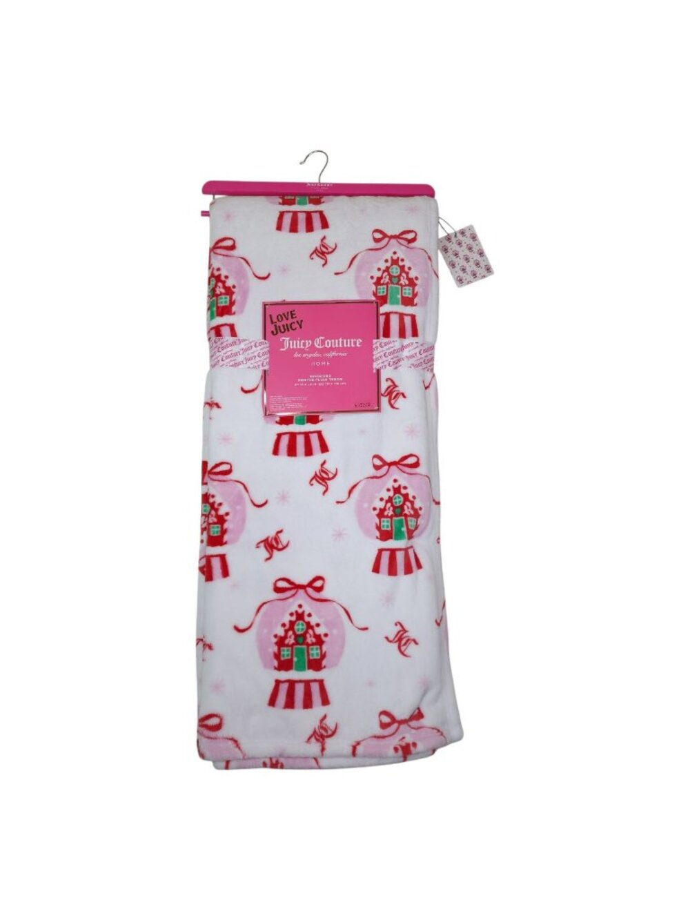 Love Juicy Couture Holiday Snow Globe Oversized Plush Throw Blanket 60x70"